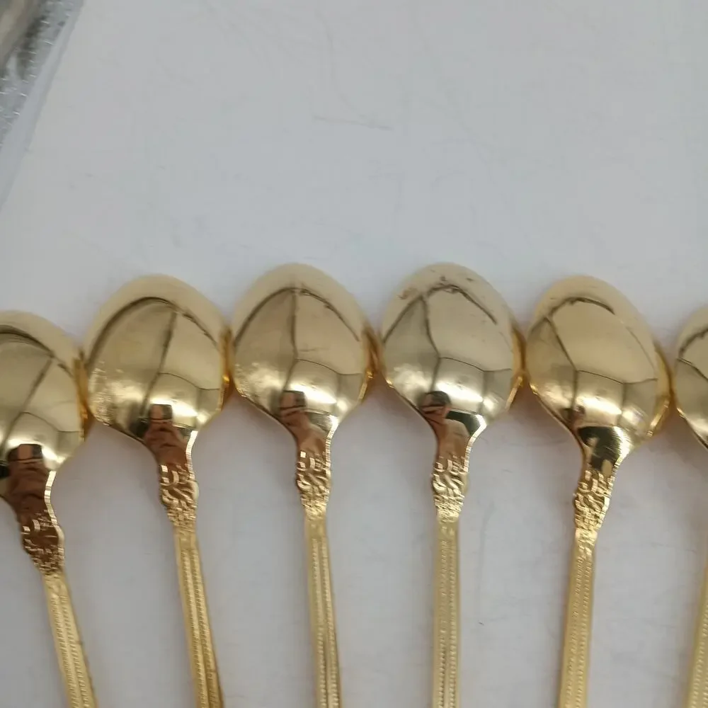 10X Tbsp Cambridge Gold Royal Fashion Table Spoons Flatware